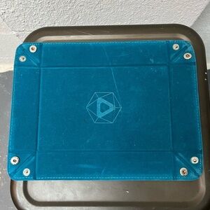 Teal Velvet Tray with Geometric Design